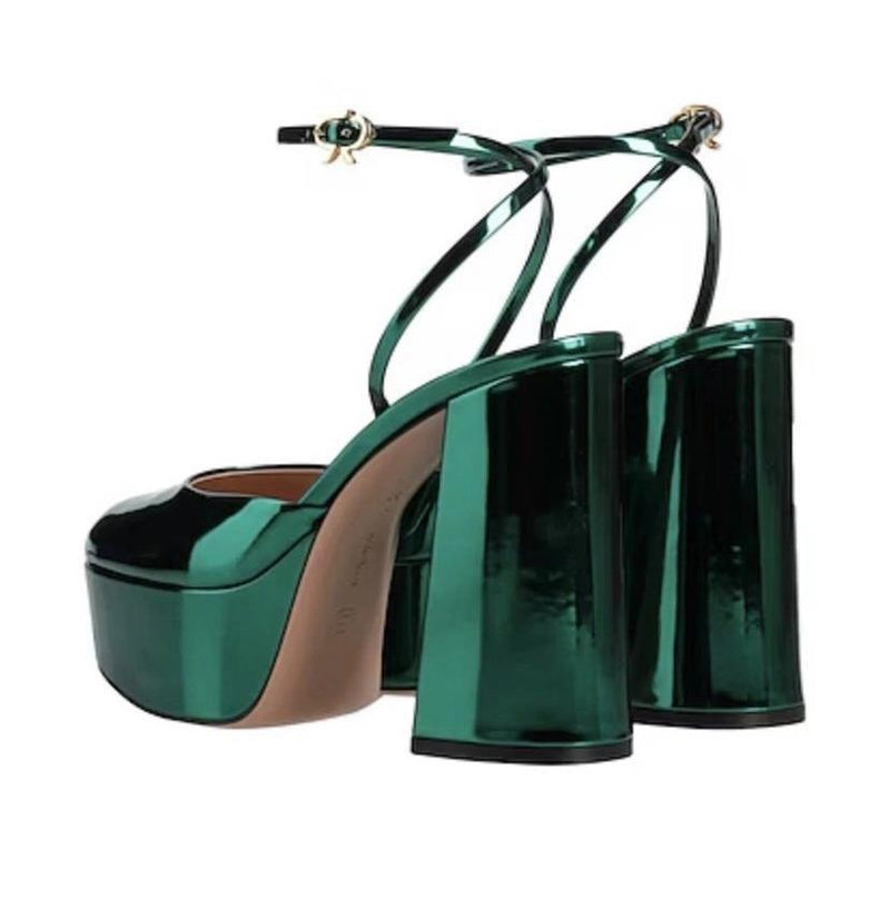 Gianvito Rossi Metallic Green Platform Sandals