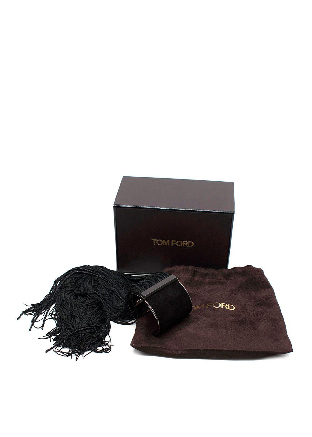 Tom Ford Black Suede Tassel Cuff Bracelet