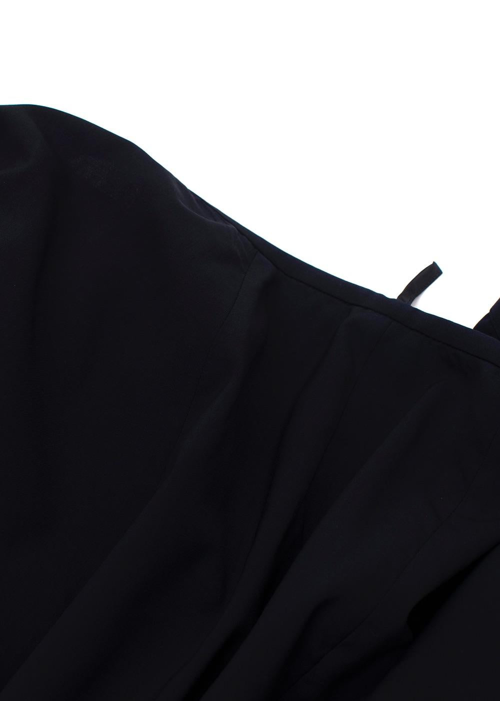 Prada Navy and Black Pleated Midi Skirt with Buckle Detail