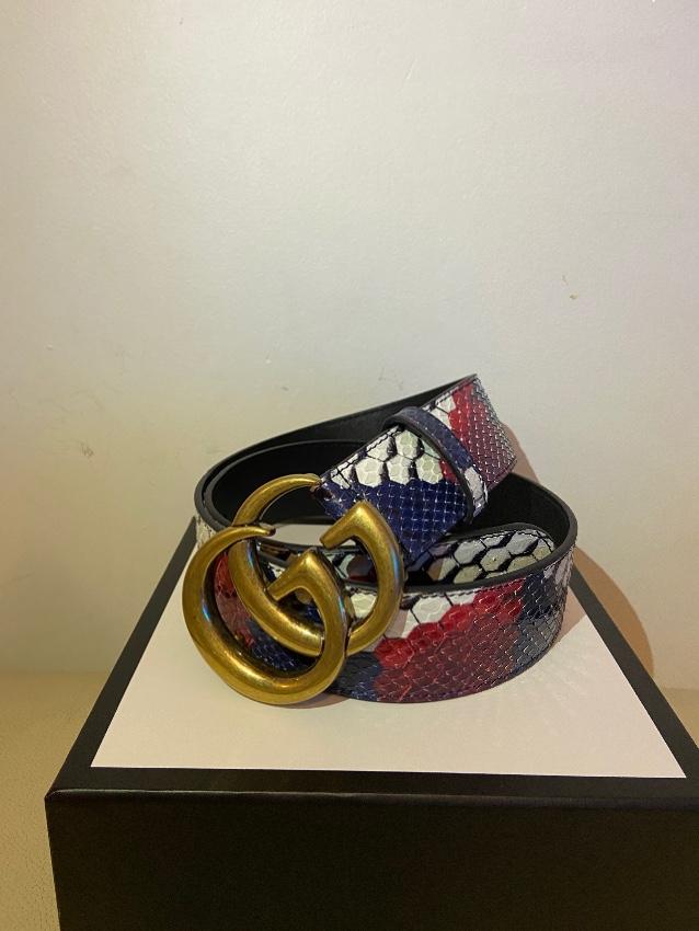 Gucci Python Belt with Double GG Buckle