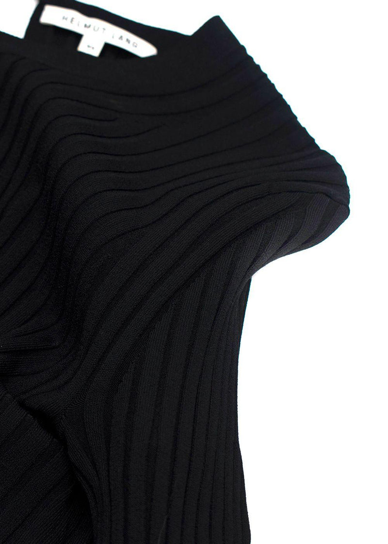 Helmut Lang Black Ribbed Bow Detail Backless Top
