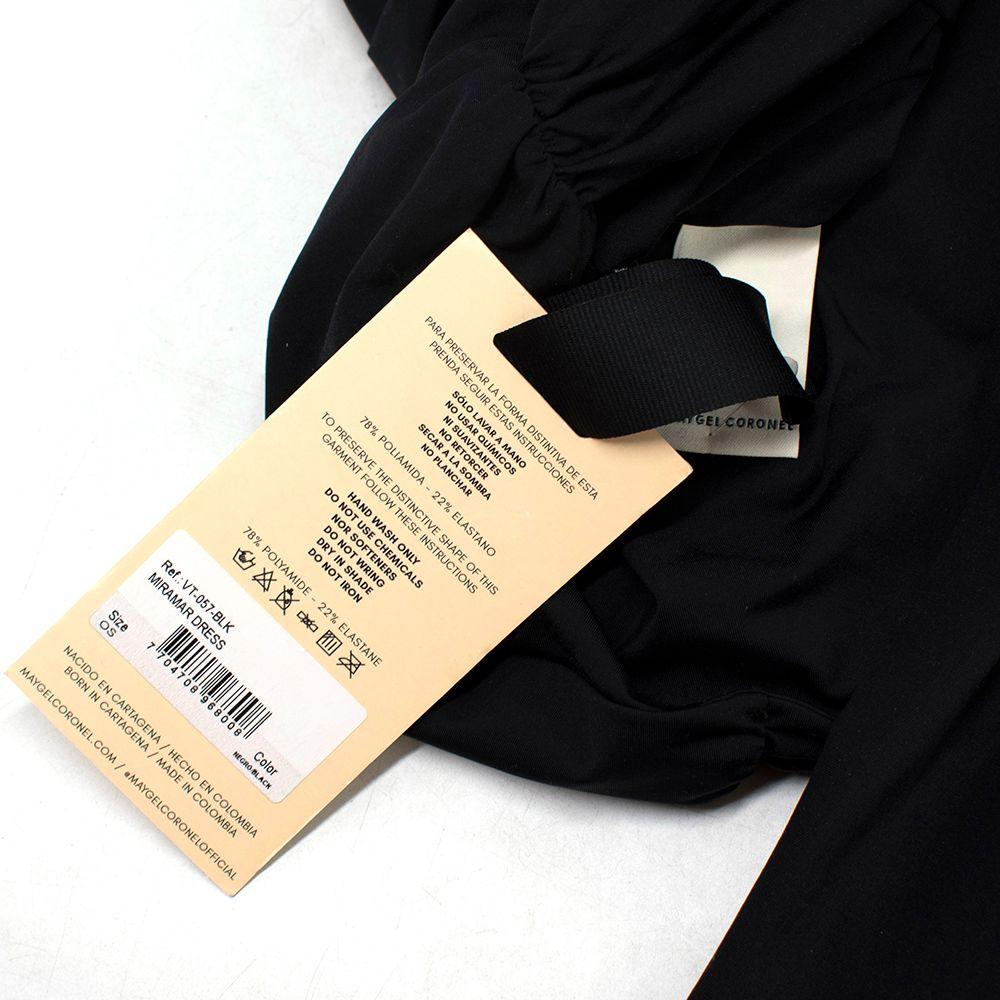Maygel Coronel Black One-Shoulder Draped Mirmar Dress