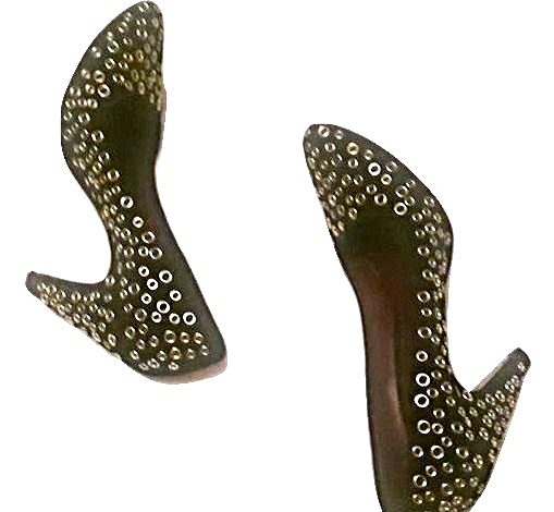 Prada Black and Gold Eyelet Pumps