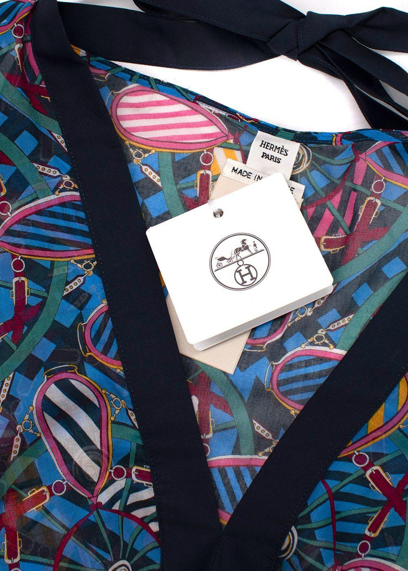 Hermes Blue Patterned En Roue Libre Beach Caftan Dress