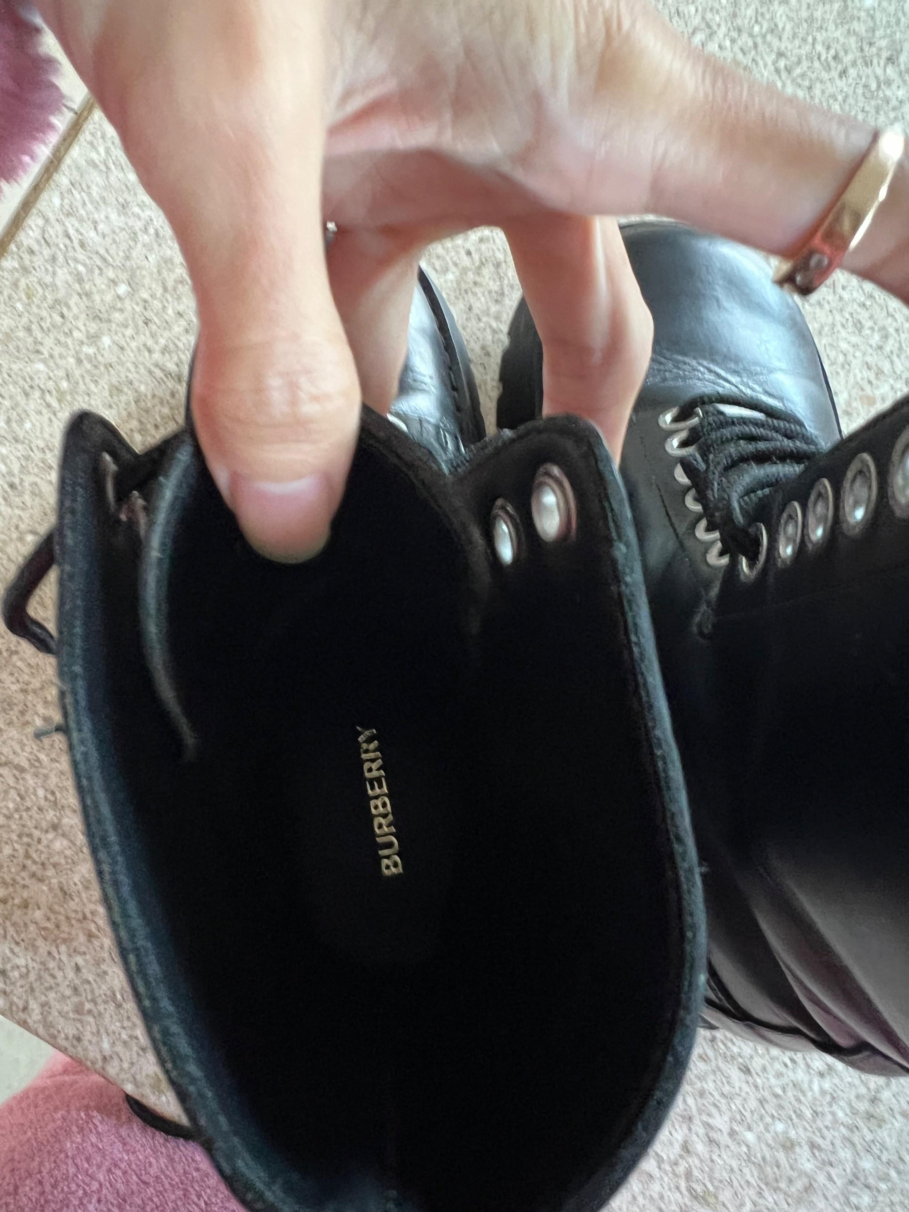 Burberry Black Leather Biker Boots