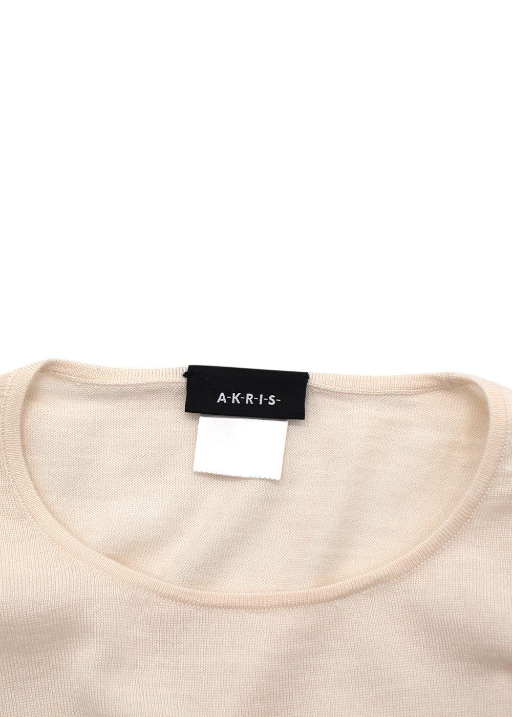 Akris Cream Cashmere Blend Fine Knit Sweater