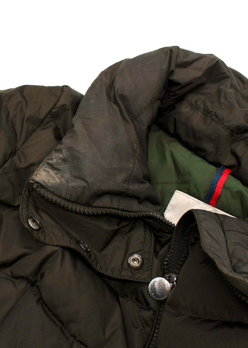 Moncler Khaki Longline Flammette Puffer Coat