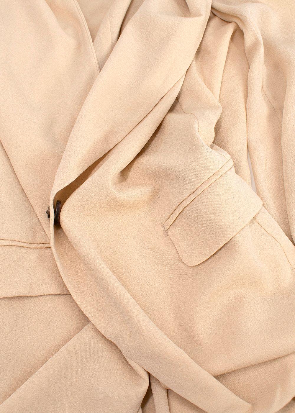 Icicle Beige Silk Blazer and Wide Leg Trouser Suit