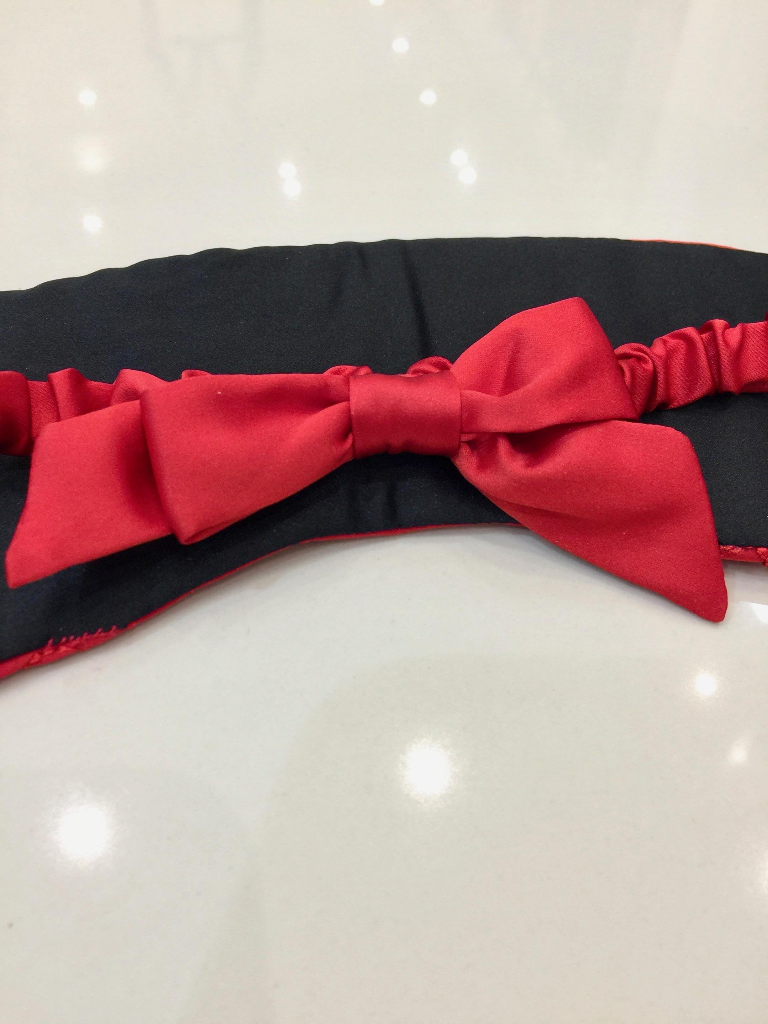 Couture Rouge Satin Embroidered Hearts Eye Mask
