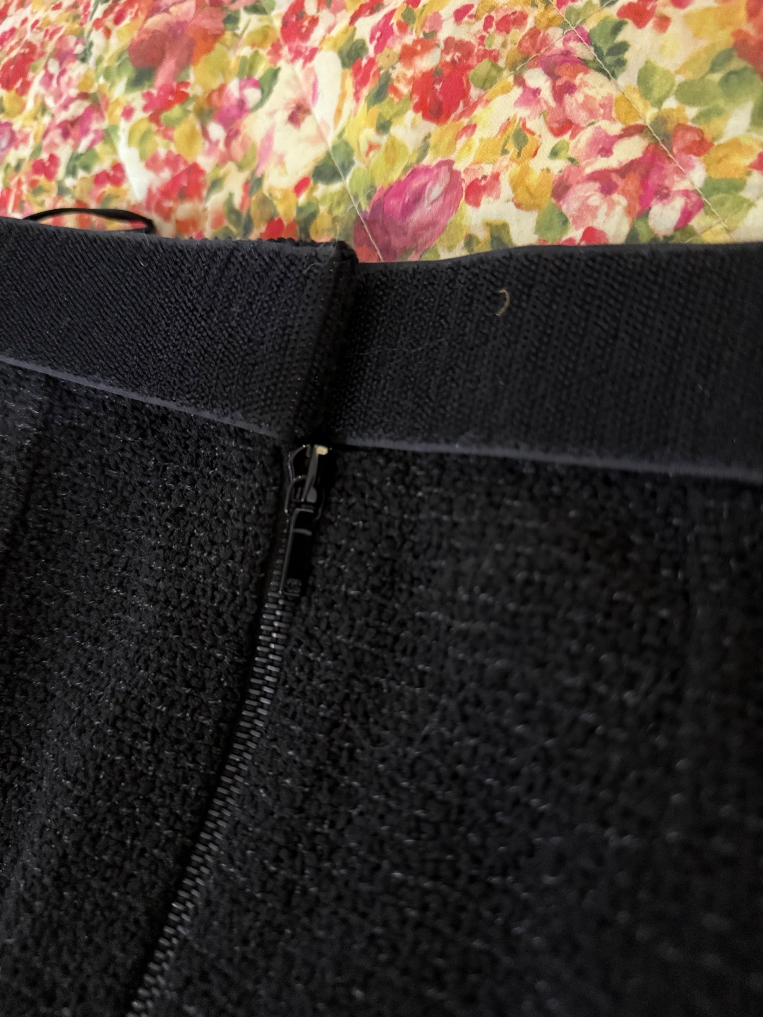 Black Tweed Zip Front Mini Skirt