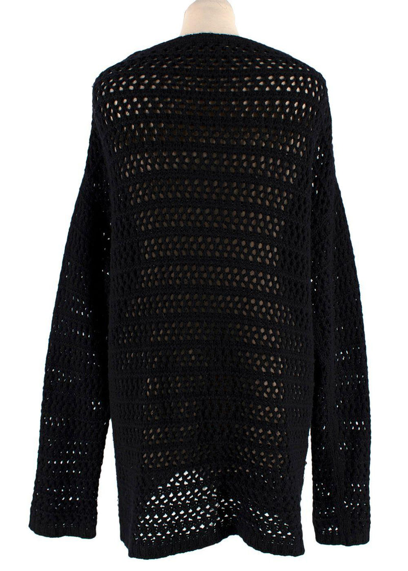 Jil Sander Black Cashmere Open Knit Longline Jumper