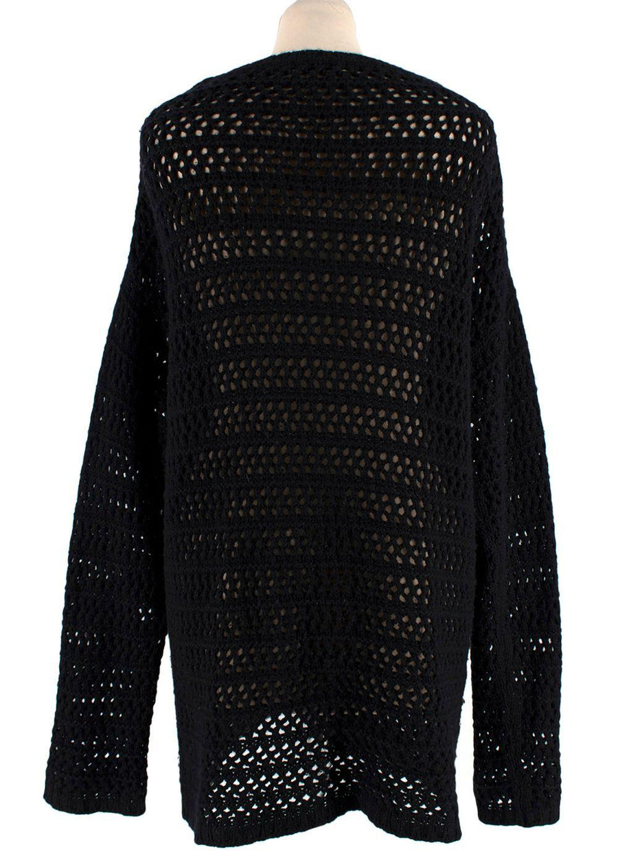 Jil Sander Black Cashmere Open Knit Longline Jumper