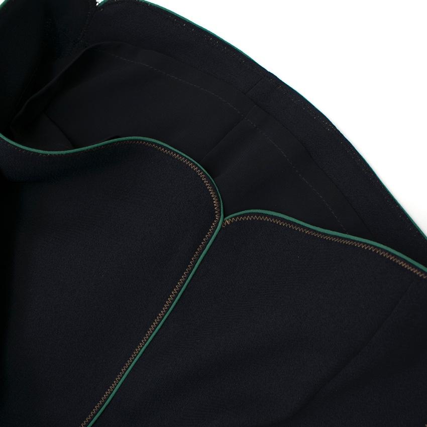O'2nd Navy Crepe Mini Skirt with Green Trim