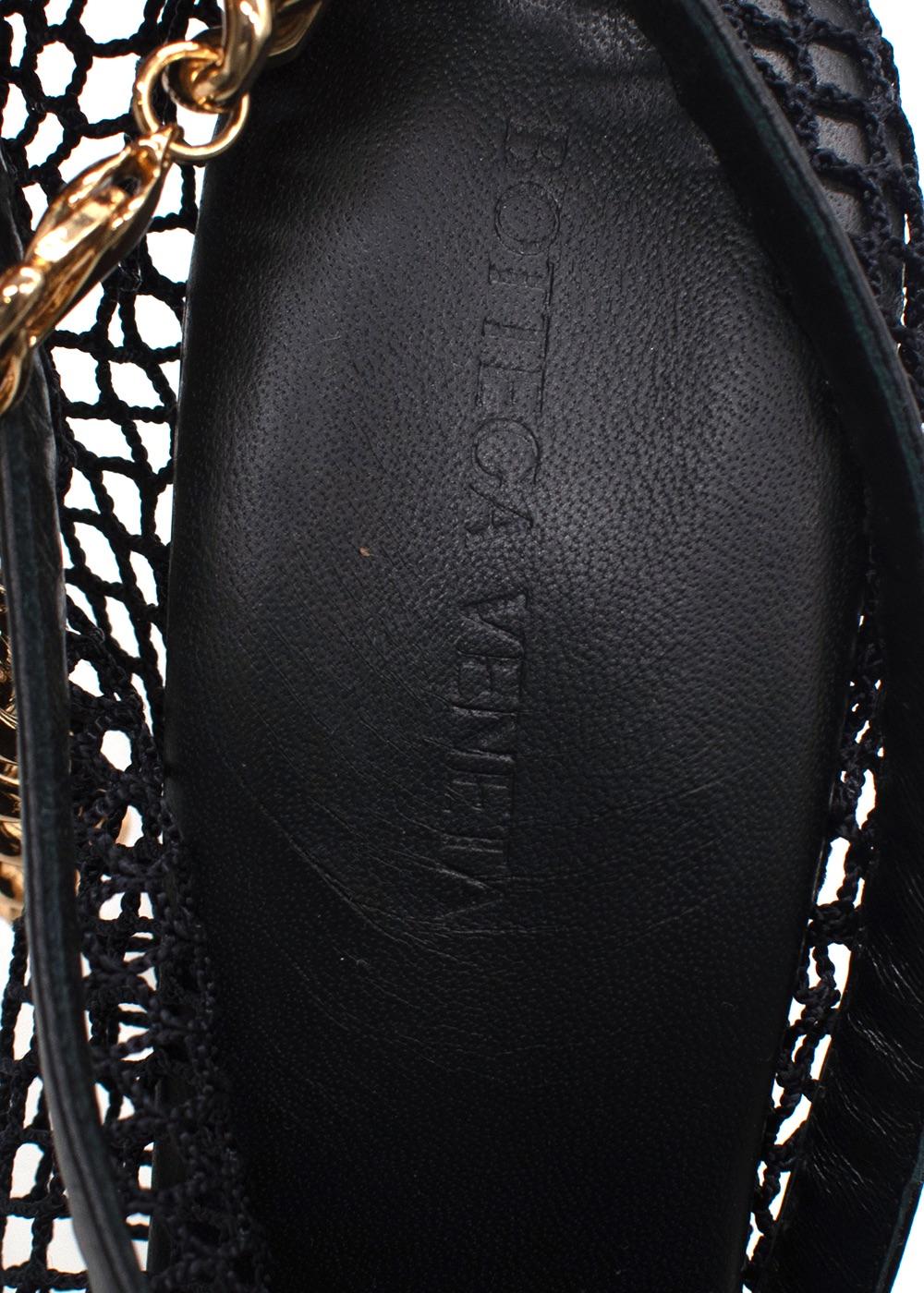 Bottega Veneta Black Net Stilletto with Gold Chain