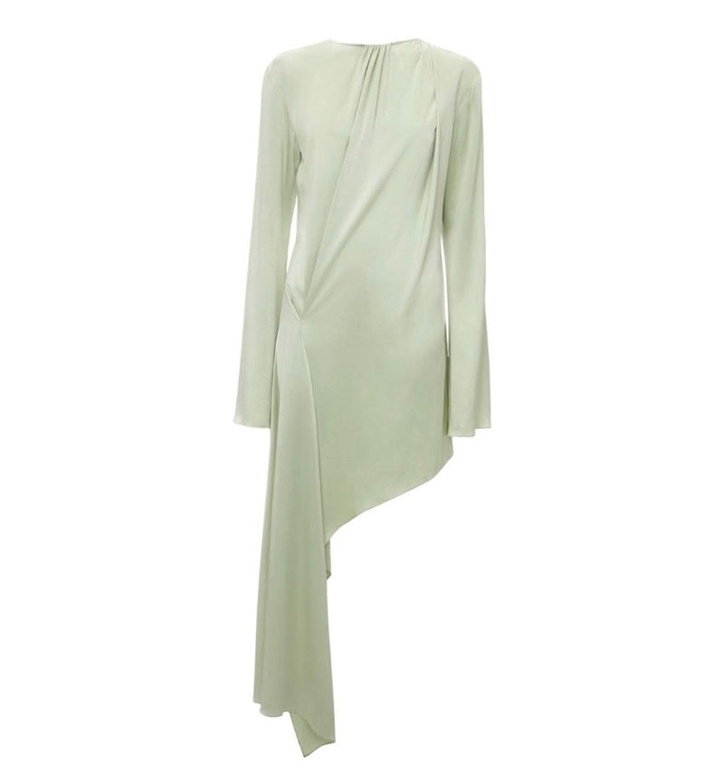 JW Anderson Green Satin Asymmetric Mini Dress