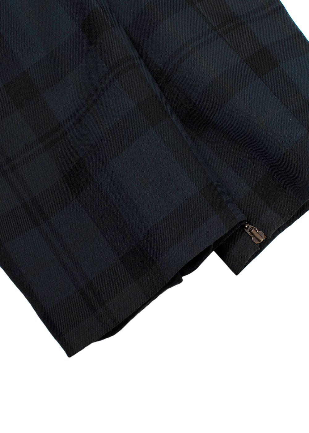 Chloe Dark Green Wool Check Trousers