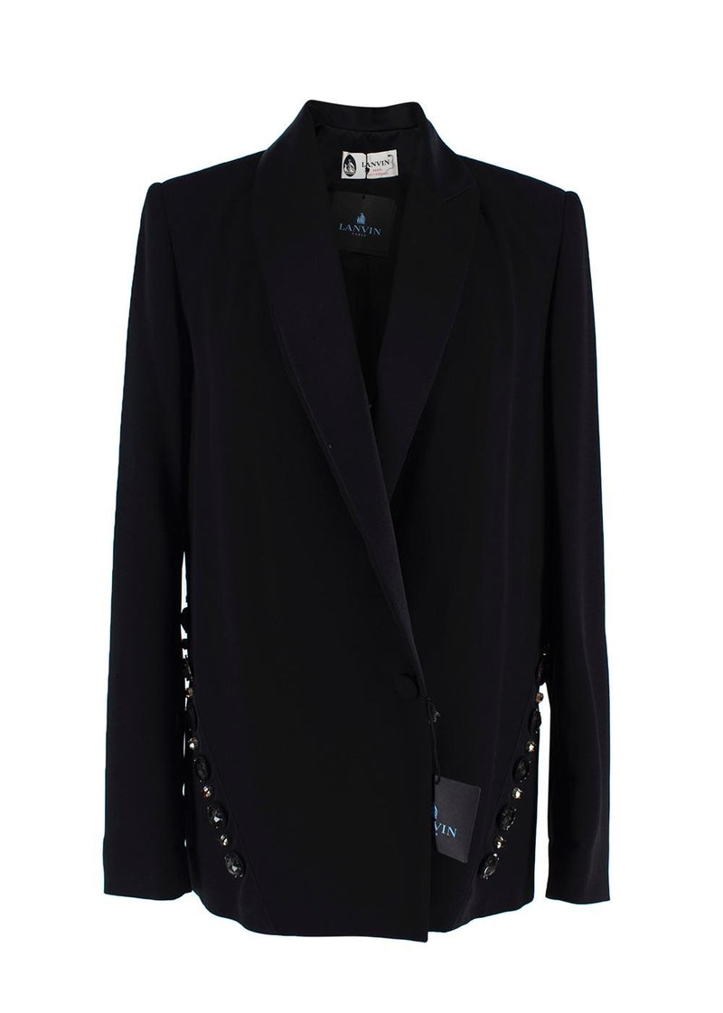 Lanvin Black Single Breasted Jewel Embellished Blazer