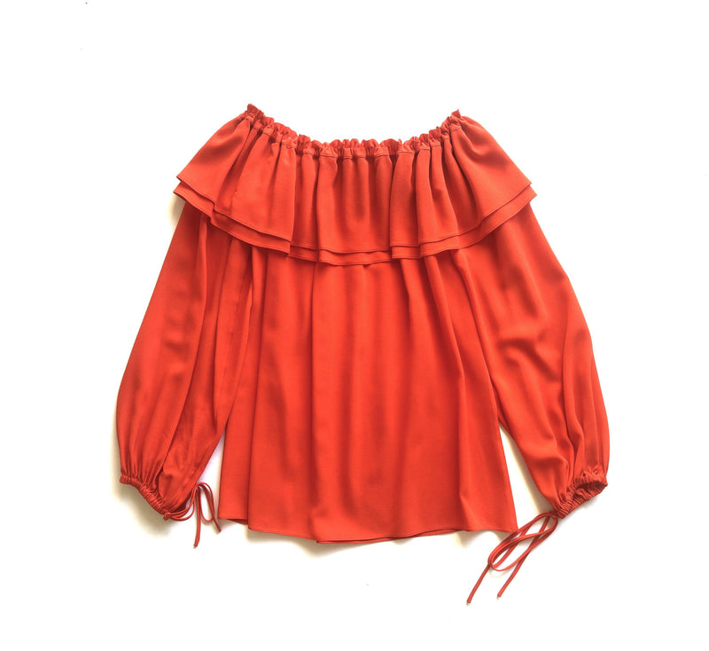 Michael Kors Red Off The Shoulder Crepe Top