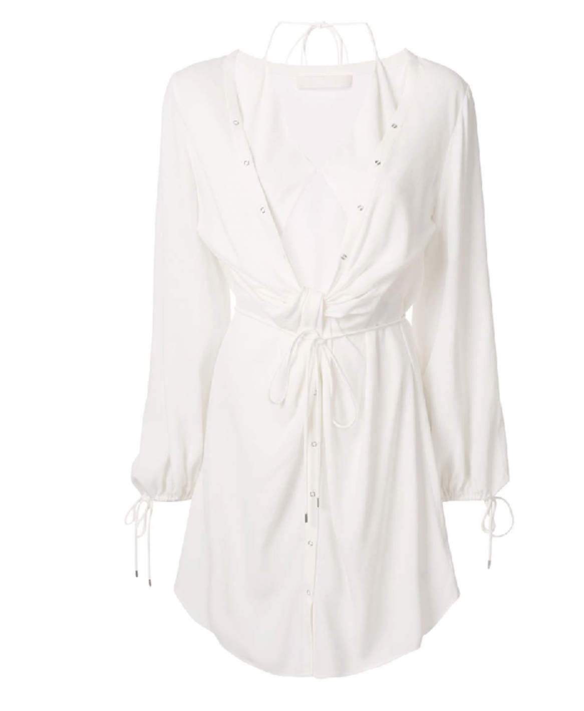 White Twist Placket Tunic Dress