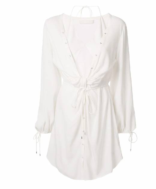 White Twist Placket Tunic Dress