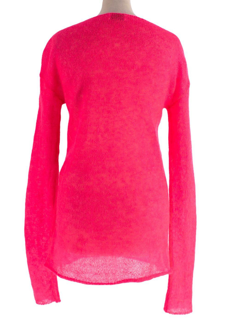 Raey Neon Pink Open Knit Mohair And Wool-Blend Jumper