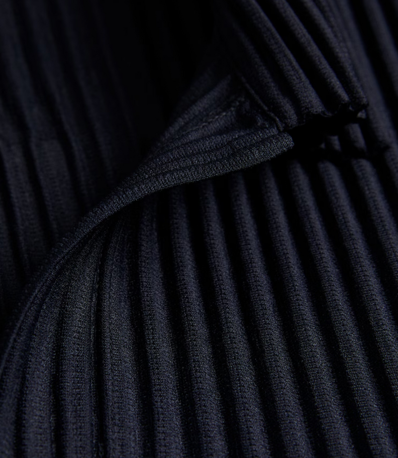 ISSEY MIYAKE Navy Pleated Polo-Shirt
