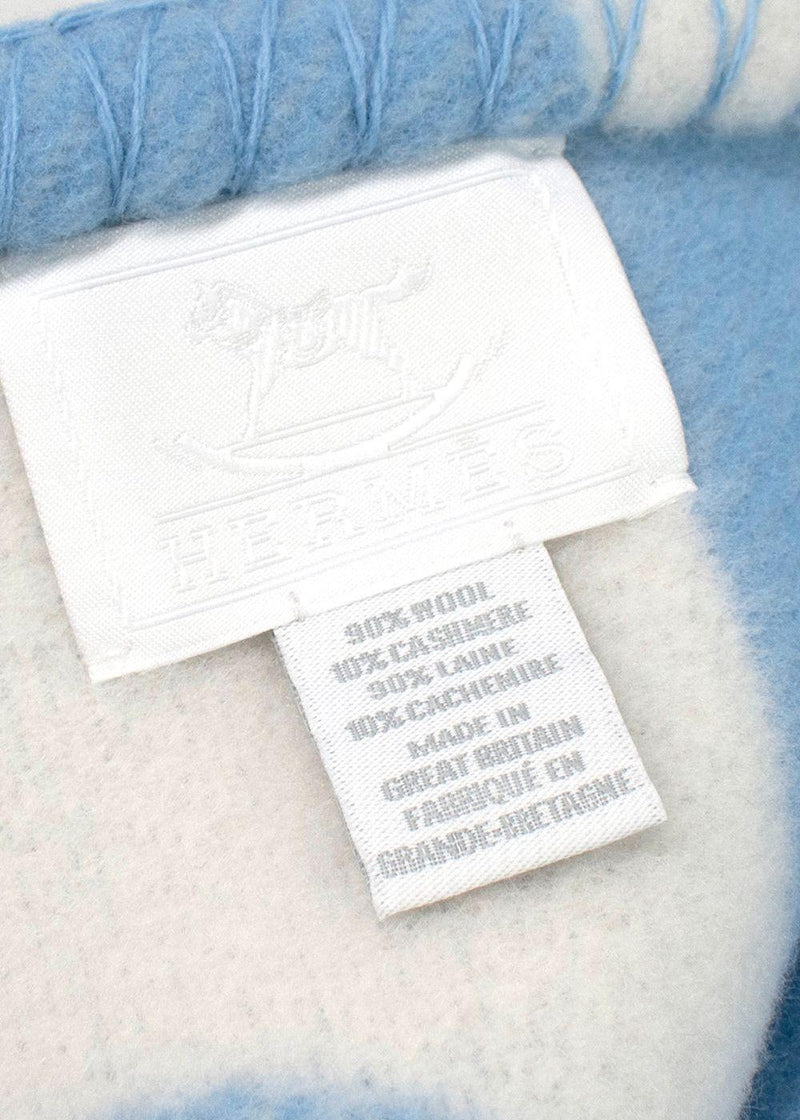 Hermes Blue Wool and Cashmere Adada Avalon Baby Blanket