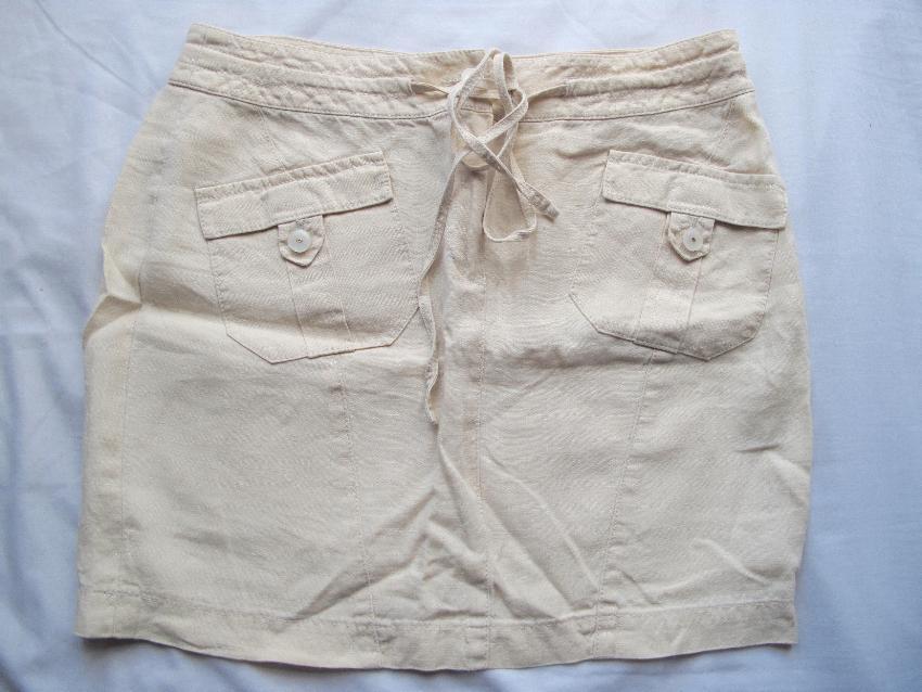 Escada Metallic Linen Cream Skirt