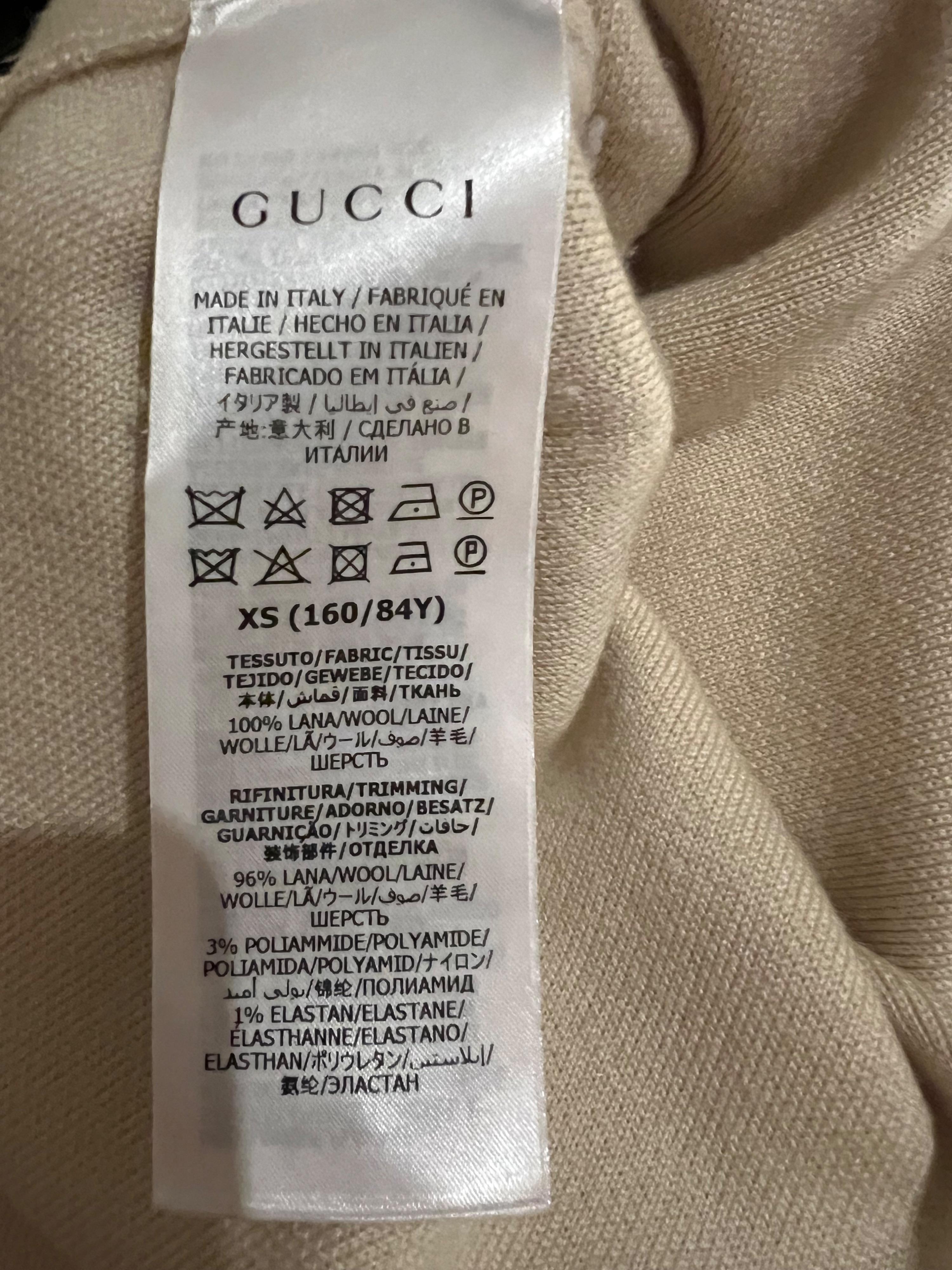 Gucci Cream Horsebit Embellished Wool Mini Dress