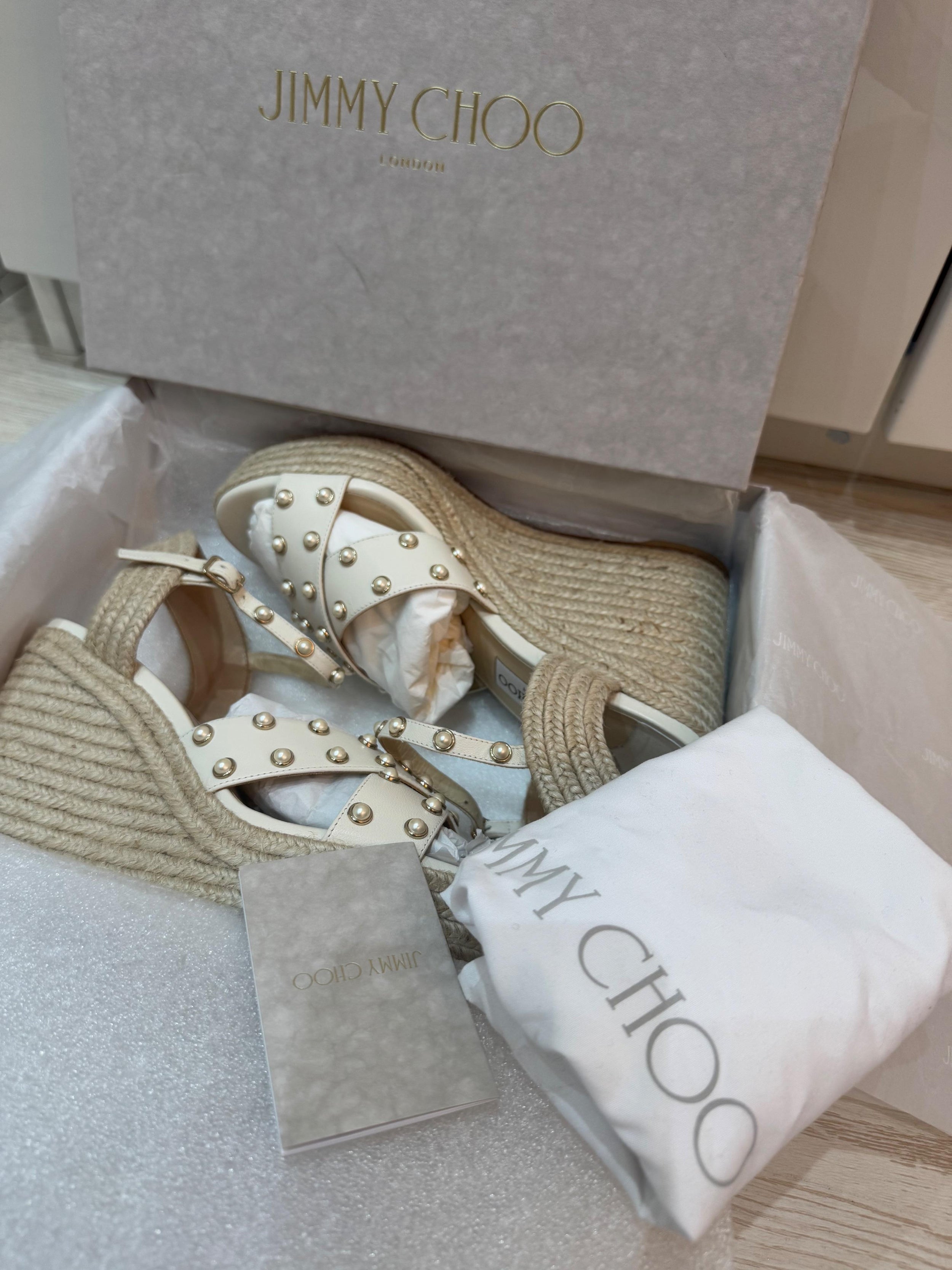 Jimmy Choo Dellena Cream Wedges