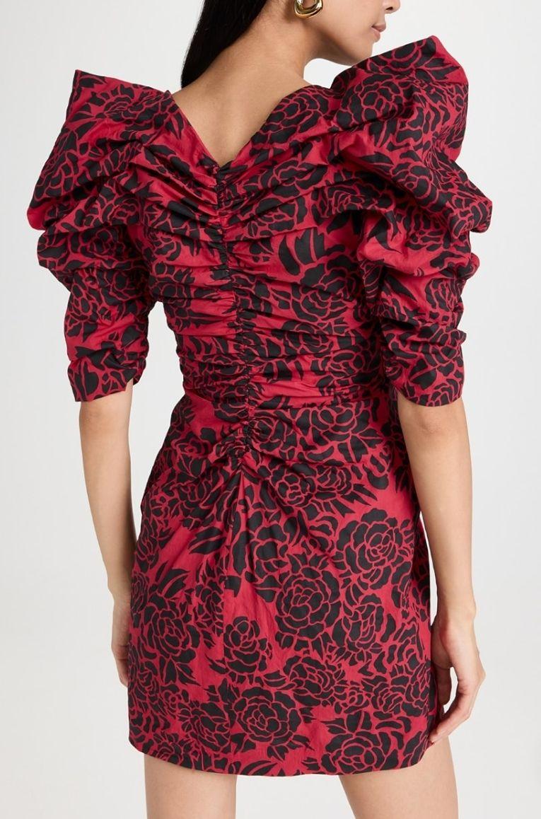 Red Floral  Cut Out Detail Mini Dress