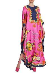 Pink Capri Silk Painterly Fruit Kaftan