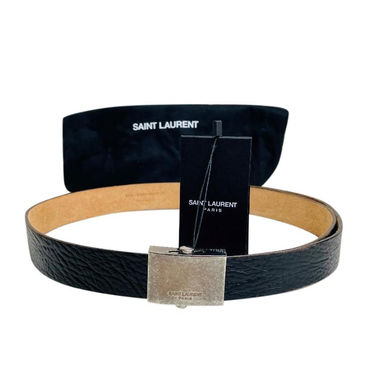 Saint Laurent Bellechasse Textured Leather Belt