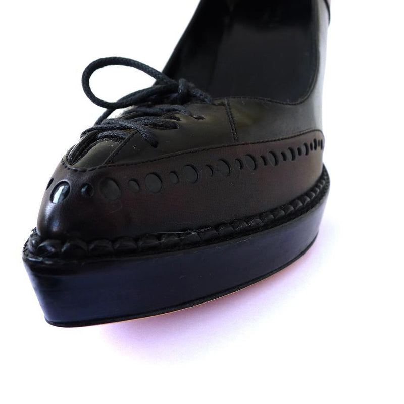 Gucci Black Riddle Leather Platform Heels