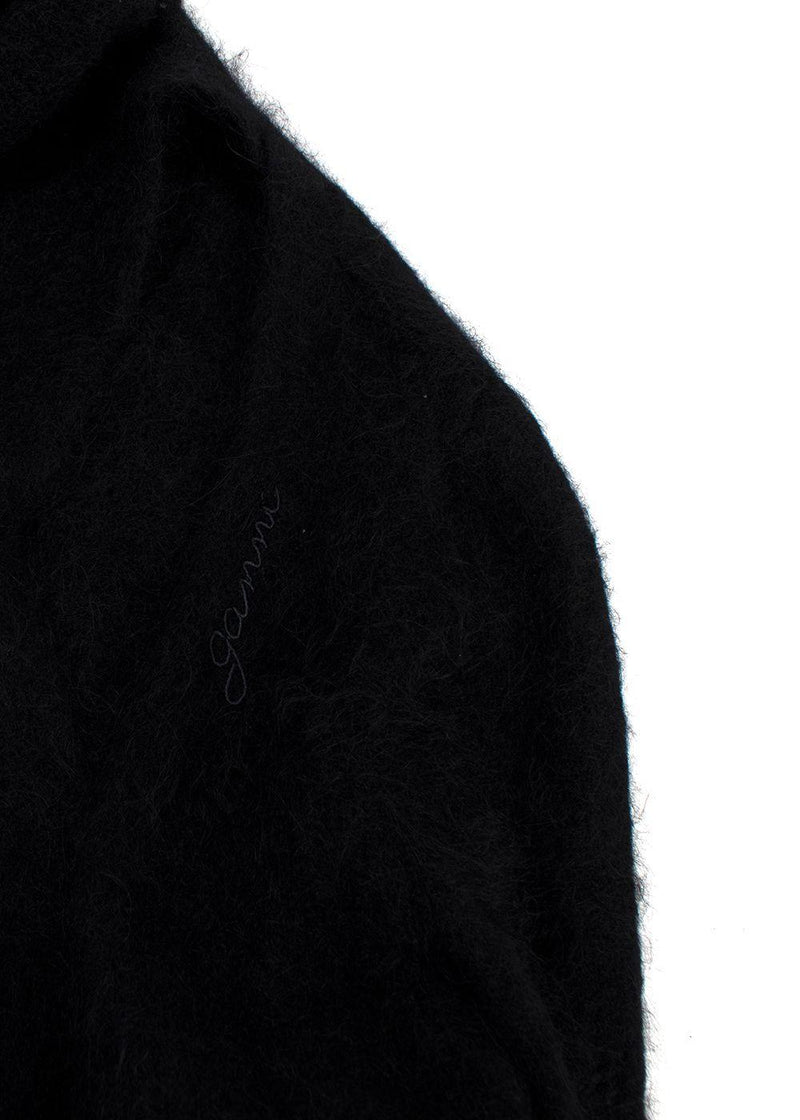 Ganni Black Brushed Alpaca Wrap Jumper