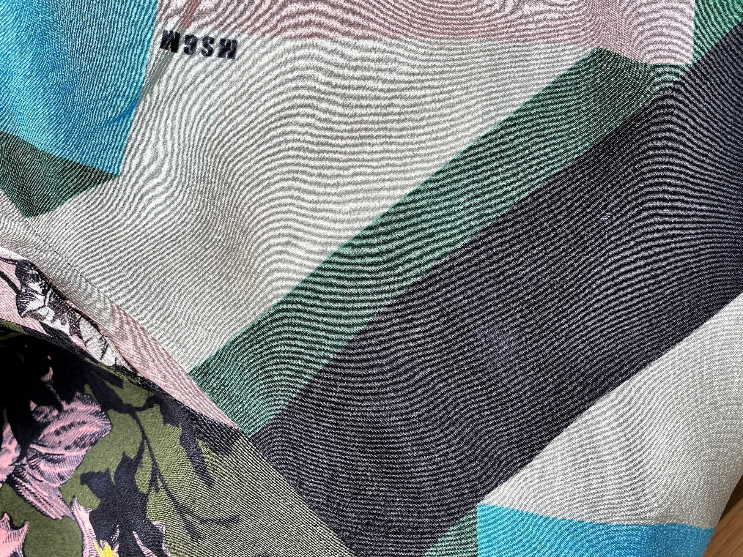 MSGM Multi-Print Silk Twill Shift Dress