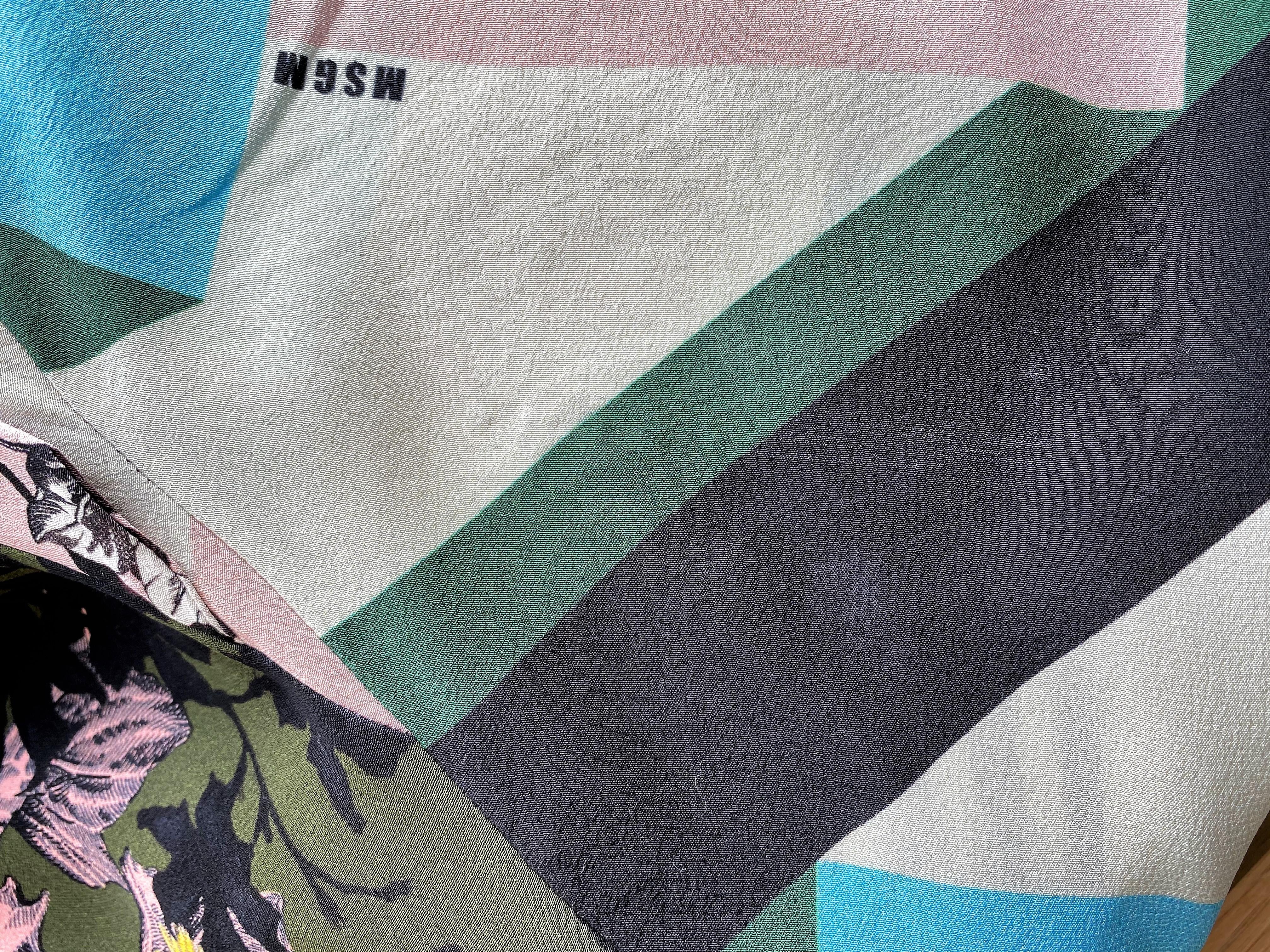 MSGM Multi-Print Silk Twill Shift Dress