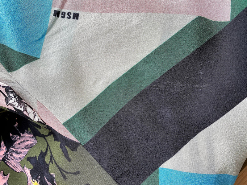 MSGM Multi-Print Silk Twill Shift Dress