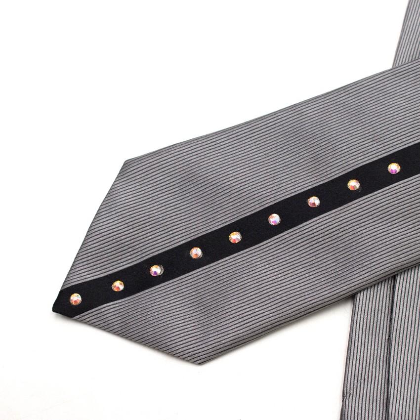 Duchamp Silver Silk Embellished Tie