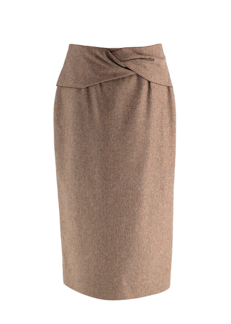 Rochas Brown Wool Midi Skirt