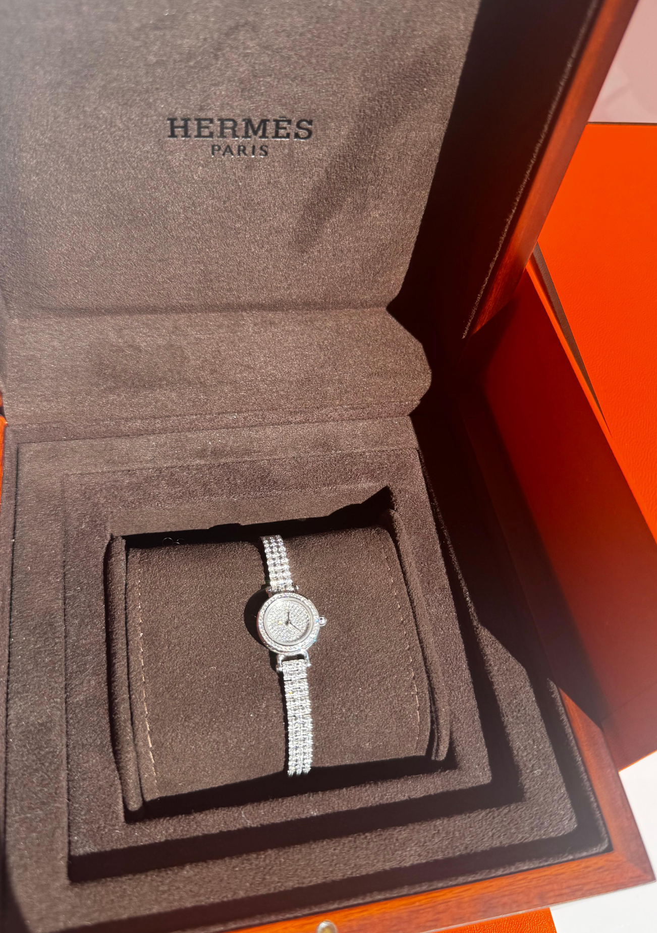 Hermes White Gold Diamond Set Watch