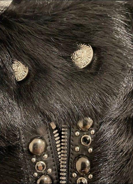 Black leather & goat fur jacket