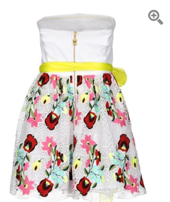 Manoush White Puffy Strapless Dress with Embroidery