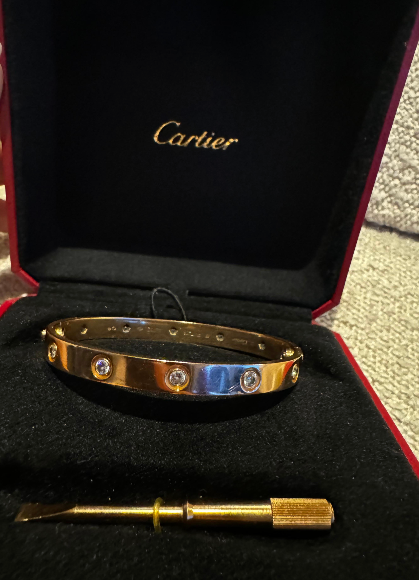 Cartier Rose Gold Bracelet 10 Diamonds size 17