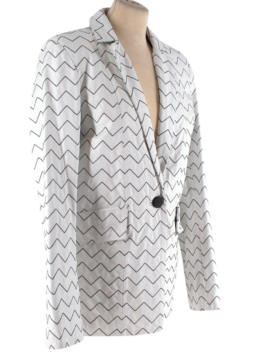 Skiim Magda White Leather Zigzag Blazer