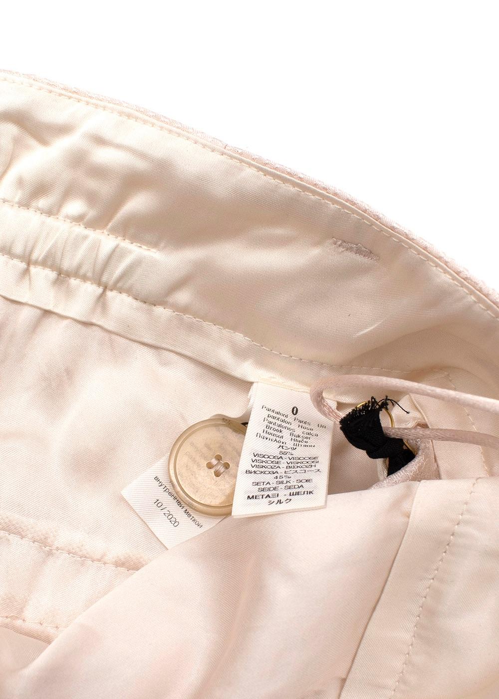 Pale pink hammered silk trousers