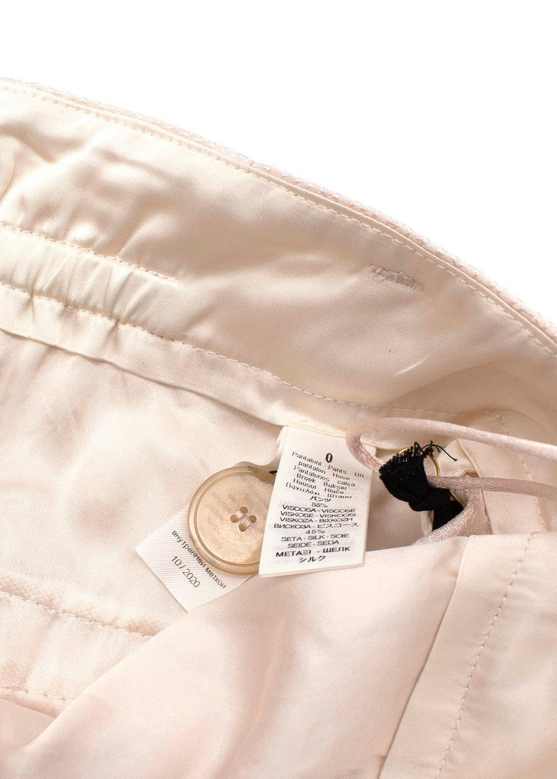 Pale pink hammered silk trousers