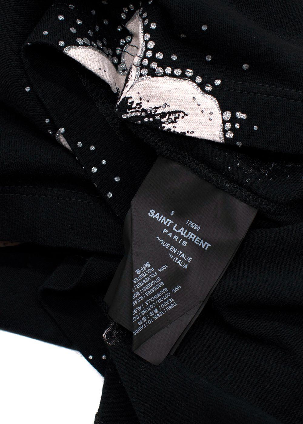 Saint Laurent Black Hibiscus Flower Print Top