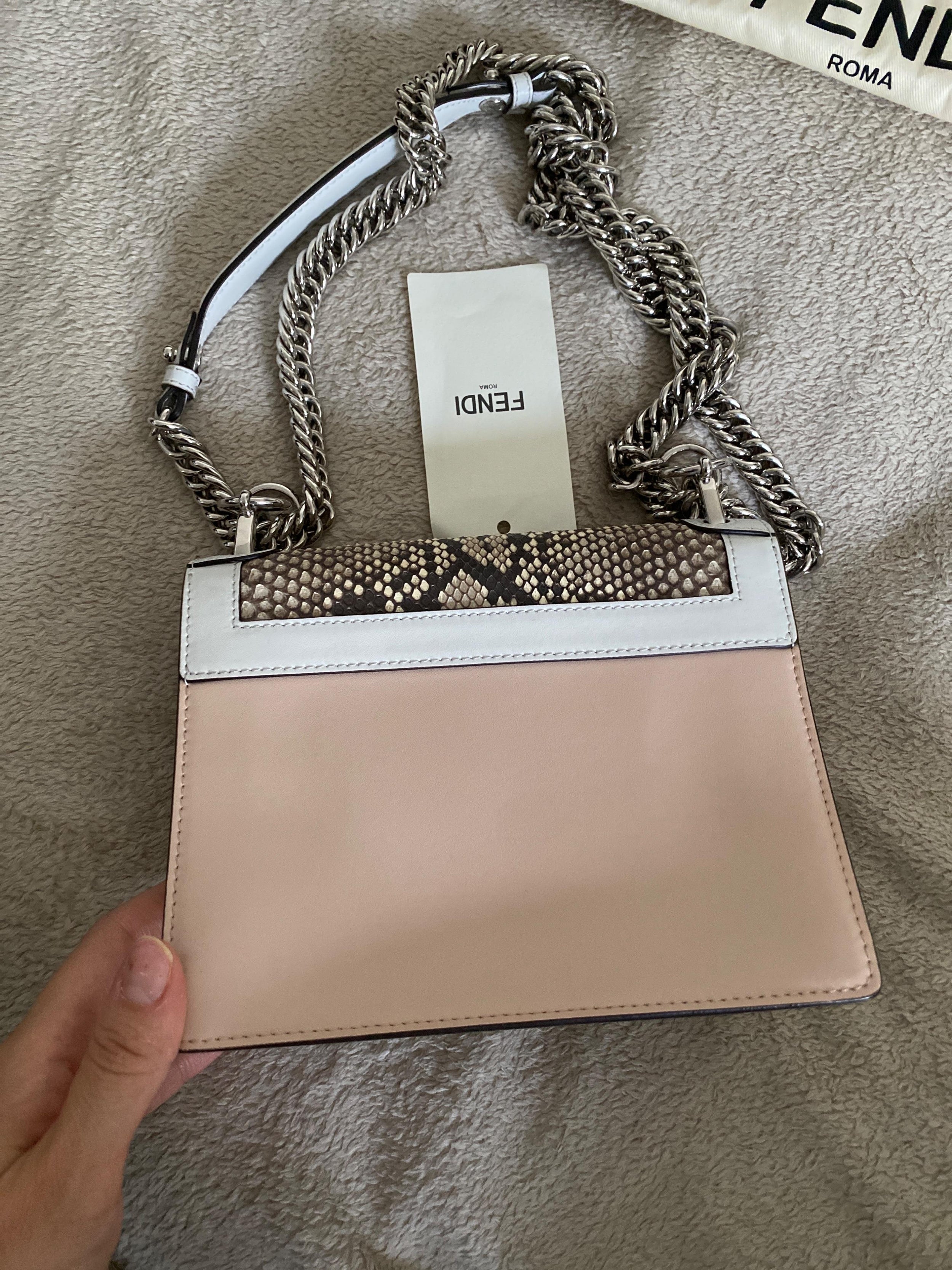 Pink leather & python Kan I bag