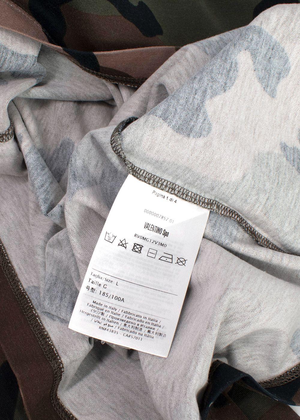 Valentino Camo T-Shirt with Pink Logo